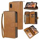 For iPhone X / XS Zipper Wallet Bag Horizontal Flip PU Leather Case with Holder & 9 Card Slots & Wallet & Lanyard & Photo Frame(Brown) - 1