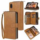 For iPhone XS Max Zipper Wallet Bag Horizontal Flip PU Leather Case with Holder & 9 Card Slots & Wallet & Lanyard & Photo Frame(Brown) - 1