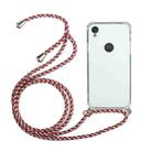 For Motorola Moto E6 Four-Corner Anti-Fall Transparent TPU Protective Case with Lanyard(Red Grey) - 1