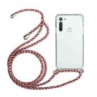 For Motorola Moto G8 Four-Corner Anti-Fall Transparent TPU Protective Case with Lanyard(Red Grey) - 1