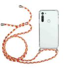 For Motorola Moto G8 Four-Corner Anti-Fall Transparent TPU Protective Case with Lanyard(Orange Yellow) - 1