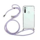 For Motorola Moto G8 Four-Corner Anti-Fall Transparent TPU Protective Case with Lanyard(Purple) - 1