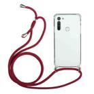 For Motorola Moto G8 Four-Corner Anti-Fall Transparent TPU Protective Case with Lanyard(Red) - 1