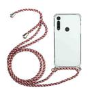 For Motorola Moto G8 Play Four-Corner Anti-Fall Transparent TPU Protective Case with Lanyard(Red Grey) - 1