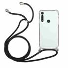 For Motorola Moto G8 Play Four-Corner Anti-Fall Transparent TPU Protective Case with Lanyard(Black) - 1