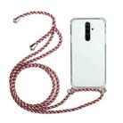 For Xiaomi Redmi 9 Four-Corner Shockproof Transparent TPU Protective Case with Lanyard(Red Grey) - 1