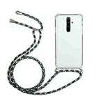 For Xiaomi Redmi 9 Four-Corner Shockproof Transparent TPU Protective Case with Lanyard(Green Black) - 1