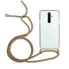 For Xiaomi Redmi 9 Four-Corner Shockproof Transparent TPU Protective Case with Lanyard(Brown Yellow) - 1