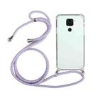 For Xiaomi Redmi Note 9 Four-Corner Shockproof Transparent TPU Protective Case with Lanyard(Purple) - 1