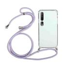 For Xiaomi Mi 10 Four-Corner Shockproof Transparent TPU Protective Case with Lanyard(Purple) - 1