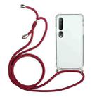 For Xiaomi Mi 10 Four-Corner Shockproof Transparent TPU Protective Case with Lanyard(Red) - 1