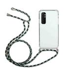 For Xiaomi Mi Note 10 Lite Four-Corner Shockproof Transparent TPU Protective Case with Lanyard(Green Black) - 1