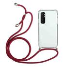 For Xiaomi Mi Note 10 Lite Four-Corner Shockproof Transparent TPU Protective Case with Lanyard(Red) - 1