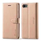 For iPhone SE 2022 / SE 2020 Forwenw F1 Series Matte Strong Magnetism Horizontal Flip Leather Case with Holder & Card Slots & Wallet & Photo Frame(Rose Gold) - 1