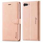 For iPhone 7 Plus / 8 Plus Forwenw F1 Series Matte Strong Magnetism Horizontal Flip Leather Case with Holder & Card Slots & Wallet & Photo Frame(Rose Gold) - 1