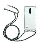 For LG K11 Four-Corner Shockproof Transparent TPU Protective Case with Lanyard(Green Black) - 1