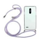 For LG K11 Four-Corner Shockproof Transparent TPU Protective Case with Lanyard(Purple) - 1