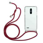 For LG K11 Four-Corner Shockproof Transparent TPU Protective Case with Lanyard(Red) - 1