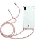 For LG K20 (2019) Four-Corner Shockproof Transparent TPU Protective Case with Lanyard(Pink) - 1