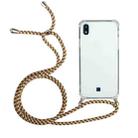 For LG K20 (2019) Four-Corner Shockproof Transparent TPU Protective Case with Lanyard(Brown Yellow) - 1