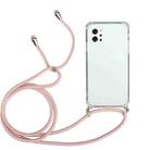 For LG Q92 5G Four-Corner Shockproof Transparent TPU Protective Case with Lanyard(Pink) - 1