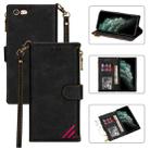 Zipper Multi-card Slots Horizontal Flip PU Leather Case with Holder & Card Slots & Wallet & Lanyard & Photo Frame for iPhone 6s Plus / 6 Plus(Black) - 1