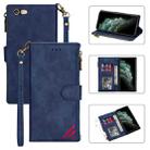 Zipper Multi-card Slots Horizontal Flip PU Leather Case with Holder & Card Slots & Wallet & Lanyard & Photo Frame for iPhone 6s Plus / 6 Plus(Blue) - 1