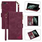 Zipper Multi-card Slots Horizontal Flip PU Leather Case with Holder & Card Slots & Wallet & Lanyard & Photo Frame for iPhone 8 Plus / 7 Plus(Wine Red) - 1