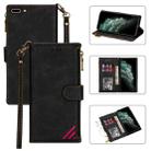 Zipper Multi-card Slots Horizontal Flip PU Leather Case with Holder & Card Slots & Wallet & Lanyard & Photo Frame for iPhone 8 Plus / 7 Plus(Black) - 1