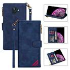 For Samsung Galaxy A6 2018 Zipper Multi-card Slots Horizontal Flip PU Leather Case with Holder & Card Slots & Wallet & Lanyard & Photo Frame(Blue) - 1