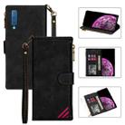 For Samsung Galaxy A7 2018 Zipper Multi-card Slots Horizontal Flip PU Leather Case with Holder & Card Slots & Wallet & Lanyard & Photo Frame(Black) - 1