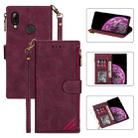 For Samsung Galaxy A10s Zipper Multi-card Slots Horizontal Flip PU Leather Case with Holder & Card Slots & Wallet & Lanyard & Photo Frame(Wine Red) - 1