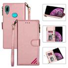 For Samsung Galaxy A20 / A30 Zipper Multi-card Slots Horizontal Flip PU Leather Case with Holder & Card Slots & Wallet & Lanyard & Photo Frame(Rose Gold) - 1