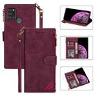 For Samsung Galaxy A21s Zipper Multi-card Slots Horizontal Flip PU Leather Case with Holder & Card Slots & Wallet & Lanyard & Photo Frame(Wine Red) - 1