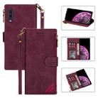 For Samsung Galaxy A70 Zipper Multi-card Slots Horizontal Flip PU Leather Case with Holder & Card Slots & Wallet & Lanyard & Photo Frame(Wine Red) - 1