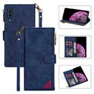 For Samsung Galaxy A70 Zipper Multi-card Slots Horizontal Flip PU Leather Case with Holder & Card Slots & Wallet & Lanyard & Photo Frame(Blue) - 1