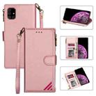 For Samsung Galaxy A51 Zipper Multi-card Slots Horizontal Flip PU Leather Case with Holder & Card Slots & Wallet & Lanyard & Photo Frame(Rose Gold) - 1