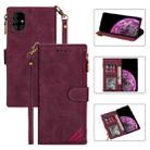 For Samsung Galaxy A51 5G Zipper Multi-card Slots Horizontal Flip PU Leather Case with Holder & Card Slots & Wallet & Lanyard & Photo Frame(Wine Red) - 1
