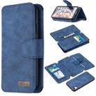 For iPhone XR Detachable Frosted Magnetic Horizontal Flip Leather Case with Card Slots & Holder & Zipper Wallet & Photo Frame(Blue) - 1