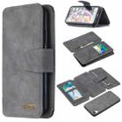 For iPhone XR Detachable Frosted Magnetic Horizontal Flip Leather Case with Card Slots & Holder & Zipper Wallet & Photo Frame(Grey) - 1