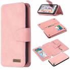 For iPhone XR Detachable Frosted Magnetic Horizontal Flip Leather Case with Card Slots & Holder & Zipper Wallet & Photo Frame(Pink) - 1