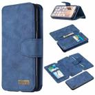 For iPhone XS Max Detachable Frosted Magnetic Horizontal Flip Leather Case with Card Slots & Holder & Zipper Wallet & Photo Frame(Blue) - 1