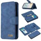 For iPhone X / XS Detachable Frosted Magnetic Horizontal Flip Leather Case with Card Slots & Holder & Zipper Wallet & Photo Frame(Blue) - 1