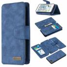 For iPhone SE 2022 / SE 2020 / 8 / 7 Detachable Frosted Magnetic Horizontal Flip Leather Case with Card Slots & Holder & Zipper Wallet & Photo Frame(Blue) - 1