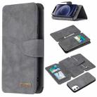 For iPhone 12 mini Detachable Frosted Magnetic Horizontal Flip Leather Case with Card Slots & Holder & Zipper Wallet & Photo Frame (Grey) - 1