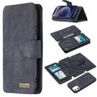 For iPhone 12 mini Detachable Frosted Magnetic Horizontal Flip Leather Case with Card Slots & Holder & Zipper Wallet & Photo Frame (Black Blue) - 1