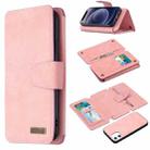 For iPhone 12 mini Detachable Frosted Magnetic Horizontal Flip Leather Case with Card Slots & Holder & Zipper Wallet & Photo Frame (Pink) - 1