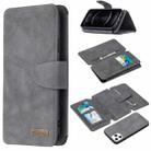 For iPhone 12 / 12 Pro Detachable Frosted Magnetic Horizontal Flip Leather Case with Card Slots & Holder & Zipper Wallet & Photo Frame(Grey) - 1