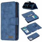 For iPhone 12 Pro Max Detachable Frosted Magnetic Horizontal Flip Leather Case with Card Slots & Holder & Zipper Wallet & Photo Frame(Blue) - 1