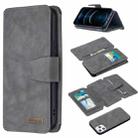 For iPhone 12 Pro Max Detachable Frosted Magnetic Horizontal Flip Leather Case with Card Slots & Holder & Zipper Wallet & Photo Frame(Grey) - 1